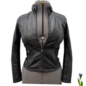 BERNARDO Women's Black Leather Jacket PXS